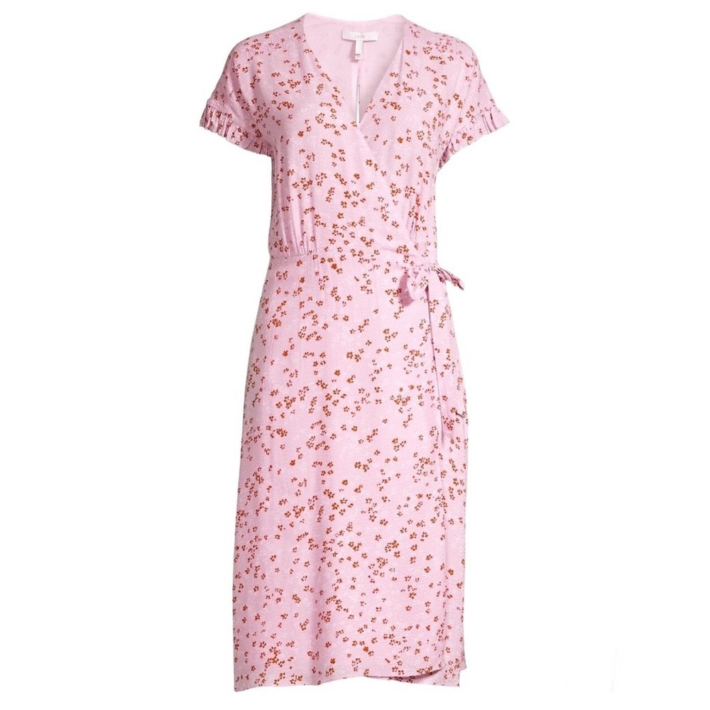 Joie Bethwyn Pink Floral Short-Sleeve Wrap Dress Size XS
